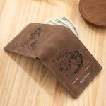 Personalized Men's Leather Wallet with Engraved Photos Father's Day Gift for Dad Grandpa