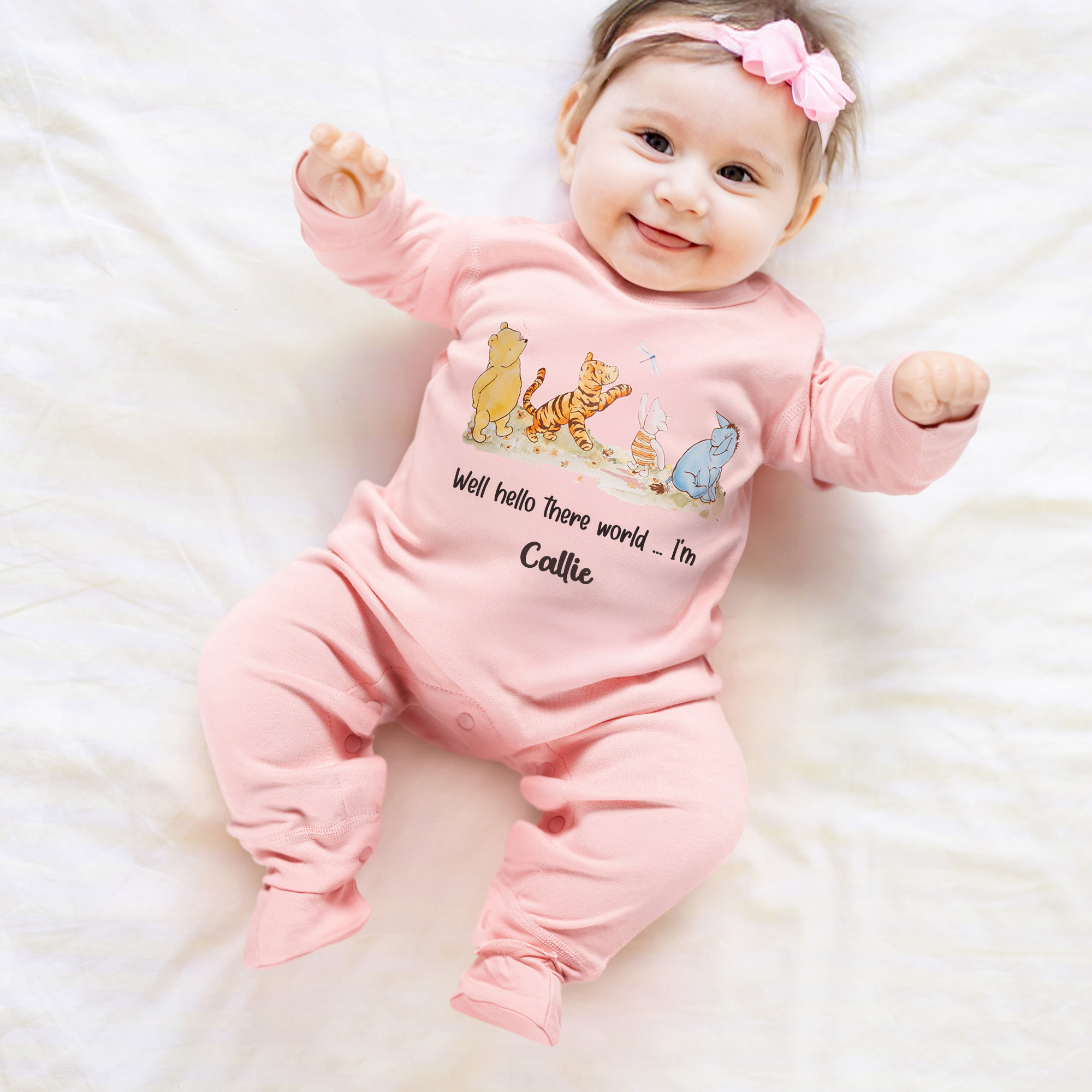 Discover Personalized Classic Winnie the Pooh 100% Cotton Baby Romper Hat Blanket Outfit with Name and Gift Box Baby Shower Gift for Newborn New Parents