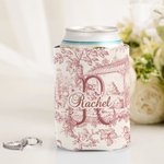 Personlig Retrostil Franskt tryck Toile De Jouy Isolerad ölburk kylhylsa med namn och initialer Partybröllopsgåva för brud Brudtärnor