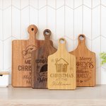 Personalized Santa Hat Christmas Reversible Cheese Charcuterie Cutting Board with Finger Grip Made in USA Christmas Housewarming Gift for Family