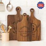 Personalized Wood Wreath Reversible Cheese Charcuterie Cutting Board with Finger Grip Made in USA Housewarming Wedding Gift for Family Friend