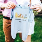 Personalized Classic Winnie the Pooh 100% Cotton Baby Romper Hat Blanket Outfit with Name and Gift Box Baby Shower Gift for Newborn New Parents