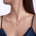 Personalised Airplane Necklace Dainty Jewellery with Birthstone and Text Birthday Anniversary Gift for Women Travel Lovers Pilots Flight Attendants