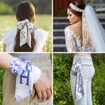 Personlig Retro fransk Toile De Jouy Silk Scarf med Initial Daily Party Favor Födelsedagspresent för kvinnor
