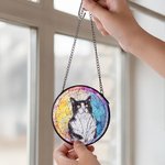 Personalized Stained Glass Style Pet Portrait Photo Suncatcher Ornament with Name Window Balcony Memorial Hanging Decor Birthday Gift for Pet Lovers
