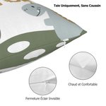 Taie d'Oreiller Personnalisée avec Nom Style de Dinosaure Cartoon Décoration de Chambre Cadeau Anniversaire pour Enfant