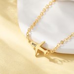 Personalised Airplane Engraved Name Bracelet Dainty Women Jewellery Anniversary Birthday Gift for Travel Lovers Pilot Mom Flight Attendants