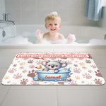 Personalisierte niedliche Badewanne Cartoon Tier Anti-Rutsch-Türmatte mit Namen und Text Housewarming Geburtstag Geschenk für Familie Freund