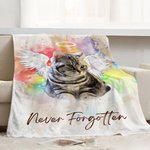 Personalized Oil Painting Style Rainbow Bridge Pet Photo Soft Throw Blanket with Name Memorial Birthday Anniversary Gift for Pet Lovers