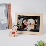 Personalised Mini Pocket Dog Wooden Figurine Plaque with Red Heart Engraved Name Collectible Statue Desk Decor Birthday Gift for Dog Lovers Owners