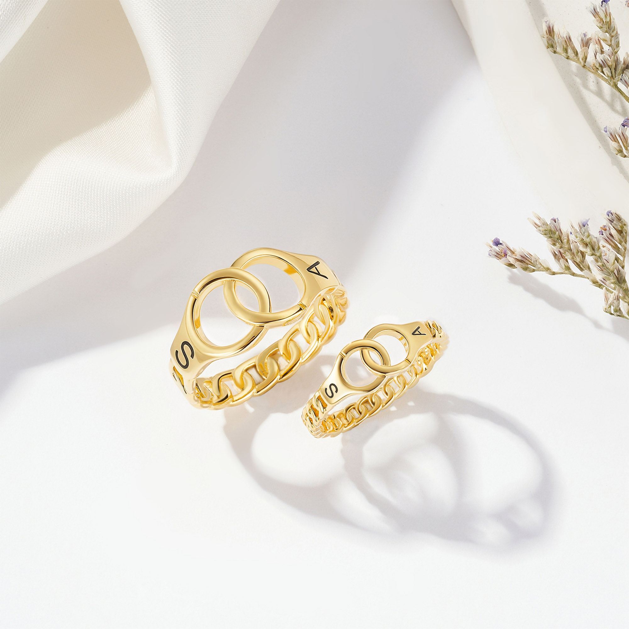 Menottes personnalisées Bague Infinity avec initiales Cadeau d'anniversaire de Saint-Valentin pour couple d'officiers de police homme ou femme