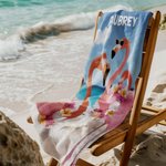 Personalisierte lustige Zebra Flamingo Tiere schnell trocken überdimensioniert Strandtuch mit Namen Sommerurlaub Strand Party Geschenk für Familie Freunde