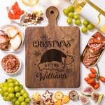 Personalized Santa Hat Christmas Reversible Cheese Charcuterie Cutting Board with Finger Grip Made in USA Christmas Housewarming Gift for Family