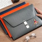 Personalized Cartoon Office Worker PU Leather File Folder Briefcase with Name Portable Business Trip Supplies Birthday Gift for Staff Colleague