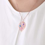 Personalized 1-5  Birthstones Leaf Necklace Dainty Jewelry Birthday Anniversary Mother's Day Gift for Women