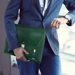 Personalized Cartoon Office Worker PU Leather File Folder Briefcase with Name Portable Business Trip Supplies Birthday Gift for Staff Colleague