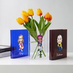 Vase serre-livres transparent personnalisé avec nom Décoration de chambre esthétique Cadeau d'anniversaire pour les femmes aimant les livres
