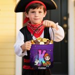 Personalized Cartoon Boy Girl Initial Trick or Treat Bag Candy Bucket with Name Halloween Party Favors for Kid