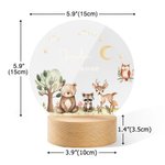 Personalized Cute Forest Animals Acrylic LED Night Light with Name and Wooden Base Nursery Decor Baby Shower Birthday Gift for Boys Girls