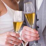 Personalised Engraved Monogram Design Gold Rim Champagne Tulip Glasses Set of 2 Engagement Wedding Anniversary Gift for Newlyweds Couple
