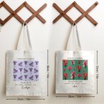 Personalizada Nacimiento Flor Grande Bolsa de lona con nombre Cumpleaños Aniversario Regalo para Mujeres