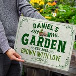 Personalised Vintage Plant Tools Garden Metal Sign with Name Year and Text Garden Decor Housewarming Birthday Gift for Gardening Lovers