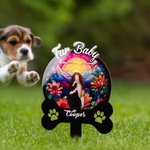 Personalised Faux Stained Glass Pet Silhouette Acrylic Garden Stake with Title Name and Year Anniversary Birthday Gift for Pet Owners