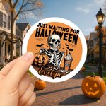 Personalizzato Aspettando Halloween Uomo Scheletro Adesivi impermeabili con nome Festa Decor Halloween Regalo di vacanza per gli amici della famiglia