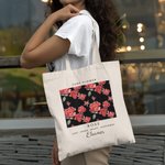 Personalizada Nacimiento Flor Grande Bolsa de lona con nombre Cumpleaños Aniversario Regalo para Mujeres