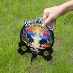 Personalised Faux Stained Glass Pet Silhouette Acrylic Garden Stake with Title Name and Year Anniversary Birthday Gift for Pet Owners