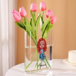 Vase serre-livres transparent personnalisé avec nom Décoration de chambre esthétique Cadeau d'anniversaire pour les femmes aimant les livres