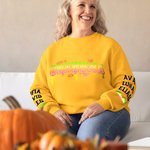Personalized Neon Effect Bat Star Element Sweatshirt with Title and 1-6 Names Multicolor Available Halloween Costume Holiday Gift for Mom Grandma