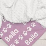 Personalised Cute Paw Prints Soft Throw Pet Blanket with Name Pet Birthday Adoption Anniversary Gift for Pet Lovers Owners