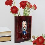 Vase serre-livres transparent personnalisé avec nom Décoration de chambre esthétique Cadeau d'anniversaire pour les femmes aimant les livres