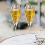 Personalised Engraved Monogram Design Gold Rim Champagne Tulip Glasses Set of 2 Engagement Wedding Anniversary Gift for Newlyweds Couple