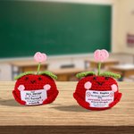Personalised Cute Apple Gratitude Word Handmade Crochet Doll with Text Desktop Decor Back to School End of Year Appreciation Gift for Teacher