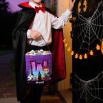 Personalized Cartoon Boy Girl Initial Trick or Treat Bag Candy Bucket with Name Halloween Party Favors for Kid