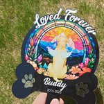 Personalised Faux Stained Glass Pet Silhouette Acrylic Garden Stake with Title Name and Year Anniversary Birthday Gift for Pet Owners