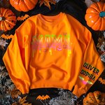 Personalized Neon Effect Bat Star Element Sweatshirt with Title and 1-6 Names Multicolor Available Halloween Costume Holiday Gift for Mom Grandma