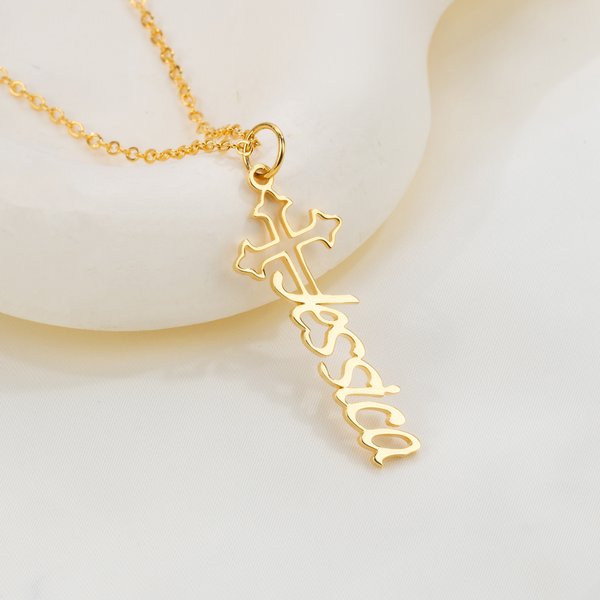 Personalizada Santa Cruz Nombre Collar Dainty Joyería Cumpleaños Aniversario de regalo para las mujeres