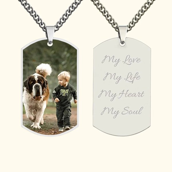 Gepersonaliseerde roestvrij staal foto ketting dog tag ketting verjaardag Memorial Gift voor mannen