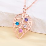 Personalized 1-5  Birthstones Leaf Necklace Dainty Jewelry Birthday Anniversary Mother's Day Gift for Women