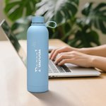 Bouteille d'Eau en Acier Inoxydable Personnalisée avec Nom et Icône Gravés Cadeau Anniversaire Rentrée Scolaire pour Amis Famille