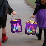 Personalized Cartoon Boy Girl Initial Trick or Treat Bag Candy Bucket with Name Halloween Party Favors for Kid