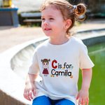 Personalized Cartoon Character Pencil Apple Notebook Design Initial 100% Cotton Kid T-shirt with Name Back to School Birthday Gift for Boys Girls