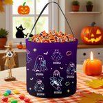 Henkilökohtainen Fluoresoiva Ghost Trick tai Treat Bag Candy ämpäri nimi Halloween Party suosii lahja pojille tytöille