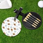 Personalised Golf Club Face Photo PU Leather Golf Tee Storage Bag Tag with Lucky Number Sport Accessories Birthday Gift for Golf Players