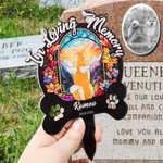 Personalised Faux Stained Glass Pet Silhouette Acrylic Garden Stake with Title Name and Year Anniversary Birthday Gift for Pet Owners