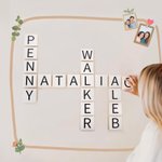 Personalized Crosswords Scrabble Puzzle Wooden Wall Tile with 1-10 Names Home Decor Birthday Housewarming Gift for Family Friend