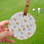 Personalised Golf Club Face Photo PU Leather Golf Tee Storage Bag Tag with Lucky Number Sport Accessories Birthday Gift for Golf Players